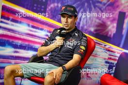 Sergio Perez (MEX) Red Bull Racing in the post qualifying FIA Press Conference. 01.10.2022. Formula 1 World Championship, Rd 17, Singapore Grand Prix, Marina Bay Street Circuit, Singapore, Qualifying Day.