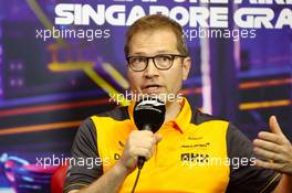 Andreas Seidl, McLaren Managing Director in the FIA Press Conference. 01.10.2022. Formula 1 World Championship, Rd 17, Singapore Grand Prix, Marina Bay Street Circuit, Singapore, Qualifying Day.