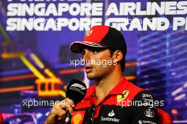 Carlos Sainz Jr (ESP) Ferrari in the FIA Press Conference. 29.09.2022. Formula 1 World Championship, Rd 17, Singapore Grand Prix, Marina Bay Street Circuit, Singapore, Preparation Day.