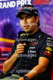 Sergio Perez (MEX) Red Bull Racing in the FIA Press Conference. 29.09.2022. Formula 1 World Championship, Rd 17, Singapore Grand Prix, Marina Bay Street Circuit, Singapore, Preparation Day.