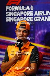 Lando Norris (GBR) McLaren in the FIA Press Conference. 29.09.2022. Formula 1 World Championship, Rd 17, Singapore Grand Prix, Marina Bay Street Circuit, Singapore, Preparation Day.