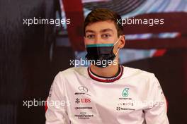 George Russell (GBR) Mercedes AMG F1 in the FIA Press Conference. 25.02.2022. Formula One Testing, Day Three, Barcelona, Spain. Friday.