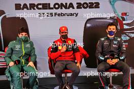 (L to R): Valtteri Bottas (FIN) Mercedes AMG F1; Lance Stroll (CDN) Aston Martin F1 Team; Carlos Sainz Jr (ESP) Ferrari; Alexander Albon (THA) Williams Racing; and Mick Schumacher (GER) Haas F1 Team, in the FIA Press Conference. 25.02.2022. Formula One Testing, Day Three, Barcelona, Spain. Friday.