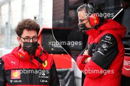 (L to R): Mattia Binotto (ITA) Ferrari Team Principal with Laurent Mekies (FRA) Ferrari Sporting Director. 25.02.2022. Formula One Testing, Day Three, Barcelona, Spain. Friday.