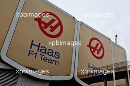 Haas F1 Team building in the paddock with Uralkali branding removed. 25.02.2022. Formula One Testing, Day Three, Barcelona, Spain. Friday.