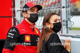Charles Leclerc (MON) Ferrari with his girlfriend Charlotte Sine (MON). 25.02.2022. Formula One Testing, Day Three, Barcelona, Spain. Friday.