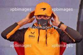 Lando Norris (GBR) McLaren in the FIA Press Conference. 25.02.2022. Formula One Testing, Day Three, Barcelona, Spain. Friday.