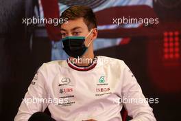 George Russell (GBR) Mercedes AMG F1 in the FIA Press Conference. 25.02.2022. Formula One Testing, Day Three, Barcelona, Spain. Friday.