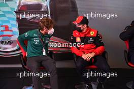 (L to R): Sebastian Vettel (GER) Aston Martin F1 Team and Charles Leclerc (MON) Ferrari in the FIA Press Conference. 24.02.2022. Formula One Testing, Day Two, Barcelona, Spain. Thursday.
