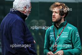 (L to R): Lawrence Stroll (CDN) Aston Martin F1 Team Investor with Sebastian Vettel (GER) Aston Martin F1 Team. 24.02.2022. Formula One Testing, Day Two, Barcelona, Spain. Thursday.