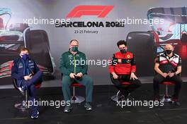 (L to R): Jost Capito (GER) Williams Racing Chief Executive Officer; Tom McCullough (GBR) Aston Martin F1 Team Performance Director; Mattia Binotto (ITA) Ferrari Team Principal; and Frederic Vasseur (FRA) Alfa Romeo F1 Team Team Principal, in the FIA Press Conference. 24.02.2022. Formula One Testing, Day Two, Barcelona, Spain. Thursday.