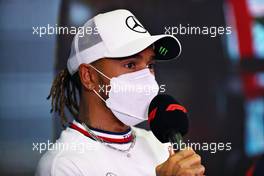 Lewis Hamilton (GBR) Mercedes AMG F1 in the FIA Press Conference. 23.02.2022. Formula One Testing, Day One, Barcelona, Spain. Wednesday.