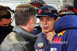 (L to R): Christian Horner (GBR) Red Bull Racing Team Principal with Max Verstappen (NLD) Red Bull Racing. 23.02.2022. Formula One Testing, Day One, Barcelona, Spain. Wednesday.