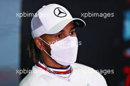 Lewis Hamilton (GBR) Mercedes AMG F1 in the FIA Press Conference. 23.02.2022. Formula One Testing, Day One, Barcelona, Spain. Wednesday.
