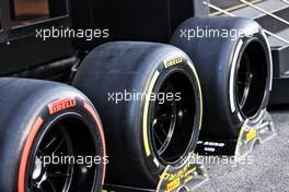 Pirelli show tyres in the paddock. 23.02.2022. Formula One Testing, Day One, Barcelona, Spain. Wednesday.
