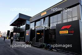 Pirelli motorhome in the paddock. 23.02.2022. Formula One Testing, Day One, Barcelona, Spain. Wednesday.