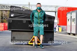Aston Martin F1 Team equipment brought into the paddock. 23.02.2022. Formula One Testing, Day One, Barcelona, Spain. Wednesday.