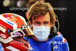 Fernando Alonso (ESP) Alpine F1 Team with team mate Esteban Ocon (FRA) Alpine F1 Team. 11.03.2022. Formula 1 Testing, Sakhir, Bahrain, Day Two.