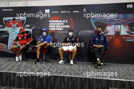 The FIA Press Conference (L to R): Carlos Sainz Jr (ESP) Ferrari; Fernando Alonso (ESP) Alpine F1 Team; Sergio Perez (MEX) Red Bull Racing; Alexander Albon (THA) Williams Racing. 11.03.2022. Formula 1 Testing, Sakhir, Bahrain, Day Two.