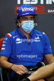 Fernando Alonso (ESP) Alpine F1 Team in the FIA Press Conference. 11.03.2022. Formula 1 Testing, Sakhir, Bahrain, Day Two.