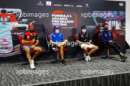 The FIA Press Conference (L to R): Carlos Sainz Jr (ESP) Ferrari; Fernando Alonso (ESP) Alpine F1 Team; Sergio Perez (MEX) Red Bull Racing; Alexander Albon (THA) Williams Racing. 11.03.2022. Formula 1 Testing, Sakhir, Bahrain, Day Two.