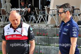 (L to R): Frederic Vasseur (FRA) Alfa Romeo F1 Team Team Principal with FX Demaison (FRA) Williams Racing Technical Director. 12.03.2022. Formula 1 Testing, Sakhir, Bahrain, Day Three.