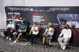 The FIA Press Conference (L to R): Pierre Gasly (FRA) AlphaTauri; Lance Stroll (CDN) Aston Martin F1 Team; Kevin Magnussen (DEN) Haas F1 Team; Lando Norris (GBR) McLaren; Lewis Hamilton (GBR) Mercedes AMG F1. 12.03.2022. Formula 1 Testing, Sakhir, Bahrain, Day Three.