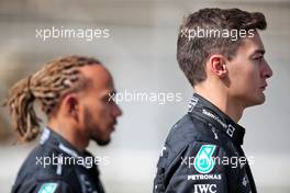 George Russell (GBR) Mercedes AMG F1 and Lewis Hamilton (GBR) Mercedes AMG F1. 10.03.2022. Formula 1 Testing, Sakhir, Bahrain, Day One.