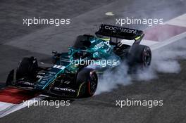 Lance Stroll (CDN) Aston Martin F1 Team AMR22 locks up under braking. 10.03.2022. Formula 1 Testing, Sakhir, Bahrain, Day One.