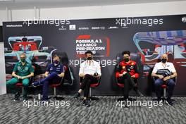 (L to R): Mike Krack (LUX) Aston Martin F1 Team, Team Principal; Jost Capito (GER) Williams Racing Chief Executive Officer; Toto Wolff (GER) Mercedes AMG F1 Shareholder and Executive Director; Mattia Binotto (ITA) Ferrari Team Principal; and Franz Tost (AUT) AlphaTauri Team Principal, in the FIA Press Conference. 10.03.2022. Formula 1 Testing, Sakhir, Bahrain, Day One.