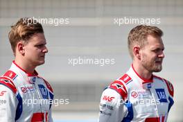 (L to R): Mick Schumacher (GER) Haas F1 Team and Kevin Magnussen (DEN) Haas F1 Team. 10.03.2022. Formula 1 Testing, Sakhir, Bahrain, Day One.