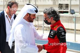 (L to R): Mohammed Bin Sulayem (UAE) FIA President with Laurent Mekies (FRA) Ferrari Sporting Director. 10.03.2022. Formula 1 Testing, Sakhir, Bahrain, Day One.