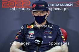 Max Verstappen (NLD) Red Bull Racing in the FIA Press Conference. 10.03.2022. Formula 1 Testing, Sakhir, Bahrain, Day One.