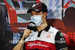 Guanyu Zhou (CHN) Alfa Romeo F1 Team in the FIA Press Conference. 10.03.2022. Formula 1 Testing, Sakhir, Bahrain, Day One.