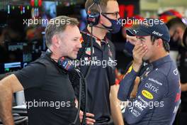 (L to R): Christian Horner (GBR) Red Bull Racing Team Principal with Sergio Perez (MEX) Red Bull Racing. 10.03.2022. Formula 1 Testing, Sakhir, Bahrain, Day One.