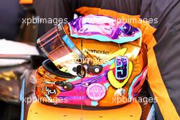 The helmet of Daniel Ricciardo (AUS) McLaren MCL36. 18.11.2022. Formula 1 World Championship, Rd 22, Abu Dhabi Grand Prix, Yas Marina Circuit, Abu Dhabi, Practice Day.