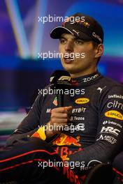 Max Verstappen (NLD) Red Bull Racing in the post race FIA Press Conference. 20.11.2022. Formula 1 World Championship, Rd 22, Abu Dhabi Grand Prix, Yas Marina Circuit, Abu Dhabi, Race Day.