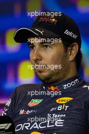 Sergio Perez (MEX) Red Bull Racing in the post race FIA Press Conference. 20.11.2022. Formula 1 World Championship, Rd 22, Abu Dhabi Grand Prix, Yas Marina Circuit, Abu Dhabi, Race Day.