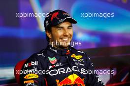 Sergio Perez (MEX) Red Bull Racing in the post qualifying FIA Press Conference. 19.11.2022. Formula 1 World Championship, Rd 22, Abu Dhabi Grand Prix, Yas Marina Circuit, Abu Dhabi, Qualifying Day.