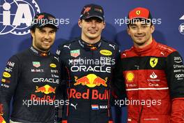 Pole for Max Verstappen (NLD) Red Bull Racing, 2nd for Sergio Perez (MEX) Red Bull Racing and 3rd for Charles Leclerc (MON) Ferrari. 19.11.2022. Formula 1 World Championship, Rd 22, Abu Dhabi Grand Prix, Yas Marina Circuit, Abu Dhabi, Qualifying Day.