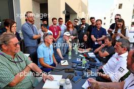 Guenther Steiner (ITA) Haas F1 Team Prinicipal with the media. 17.11.2022. Formula 1 World Championship, Rd 22, Abu Dhabi Grand Prix, Yas Marina Circuit, Abu Dhabi, Preparation Day.