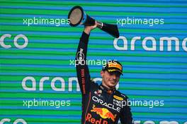 Race winner Max Verstappen (NLD) Red Bull Racing celebrates on the podium. 23.10.2022. Formula 1 World Championship, Rd 19, United States Grand Prix, Austin, Texas, USA, Race Day.