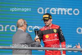 Charles Leclerc (MON) Ferrari celebrates his third position on the podium. 23.10.2022. Formula 1 World Championship, Rd 19, United States Grand Prix, Austin, Texas, USA, Race Day.