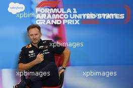 Christian Horner (GBR) Red Bull Racing Team Principal in the FIA Press Conference. 22.10.2022. Formula 1 World Championship, Rd 19, United States Grand Prix, Austin, Texas, USA, Qualifying Day.