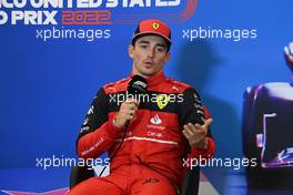 Charles Leclerc (MON) Ferrari in the post qualifying FIA Press Conference. 22.10.2022. Formula 1 World Championship, Rd 19, United States Grand Prix, Austin, Texas, USA, Qualifying Day.