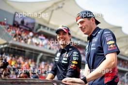 Max Verstappen (NLD) Red Bull Racing and Sergio Perez (MEX) Red Bull Racing on the drivers parade. 23.10.2022. Formula 1 World Championship, Rd 19, United States Grand Prix, Austin, Texas, USA, Race Day.