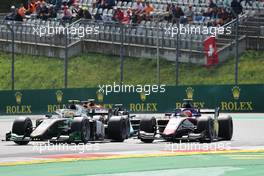 (L to R): Roberto Mehri (ESP) Campos Racing and Enzo Fittipaldi (BRA) Charouz Racing System battle for position. 10.07.2022. FIA Formula 2 Championship, Rd 8, Spielberg, Austria, Sunday.