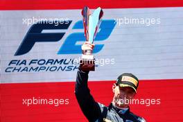 Logan Sargeant (USA) Carlin celebrates his second position on the podium. 12.06.2022. FIA Formula 2 Championship, Rd 6, Baku, Azerbaijan, Sunday.