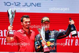 Race winner Felipe Drugovich (BRA) MP Motorsport celebrates on the podium. 12.06.2022. FIA Formula 2 Championship, Rd 6, Baku, Azerbaijan, Sunday.