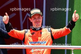 Felipe Drugovich (BRA) MP Motorsport celebrates his third position on the podium. 12.06.2022. FIA Formula 2 Championship, Rd 6, Baku, Azerbaijan, Sunday.